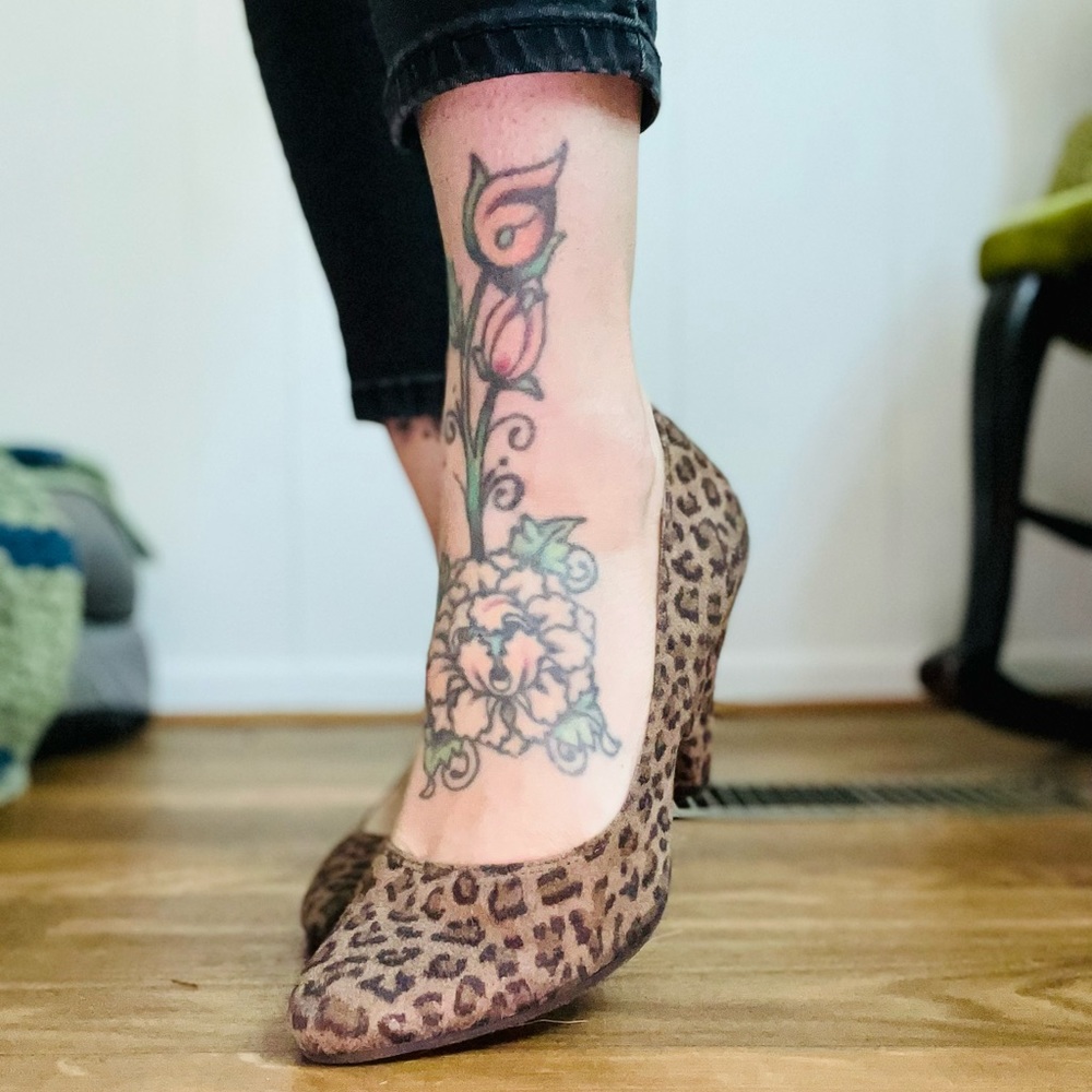 Fuzzy Leopard Heels